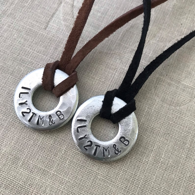 Rustic Leather & Steel Personalized Unisex Necklace image 5
