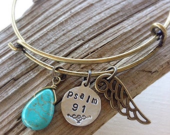 Psalm 91 "Under His Wings" Charm Bracelet