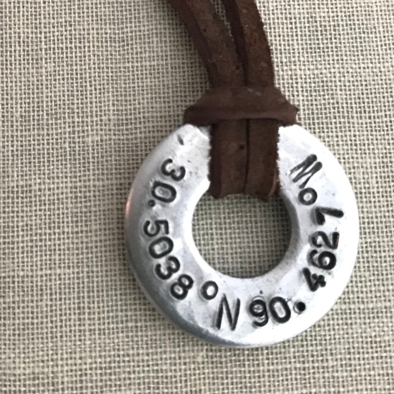 Rustic Leather & Steel Personalized Unisex Necklace image 2