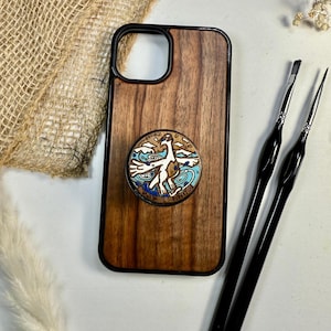 Lugia Flying Legendary Kawaii Cute Japanese Anime Handmade Wood Phone Case Phone Grip– Wooden Cover for iPhone, Samsung and Google Pixel