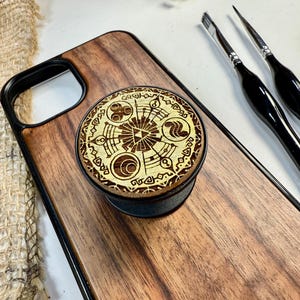 Legend of elf Logo Videogame Fairy Wood Phone case  Phone Grip– Wooden Cover for iPhone, Samsung and Google Pixel , Durable gold painted