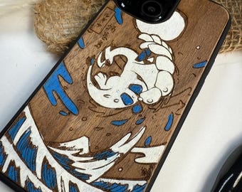 Japanese Monster Sky White Bird Legendary  Anime Manga Handmade Wood Phone Case – Wooden Cover for iPhone, Samsung and Google Pixel ,