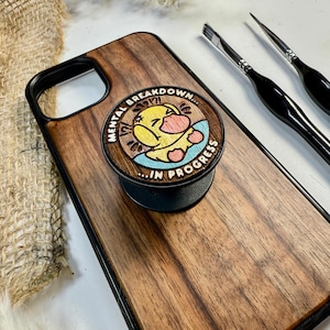Legendary Psychic Duck Yellow  Kawaii Cute Japanese Anime Handmade Wood Phone Phone Grip– Wooden Cover for iPhone, Samsung and Google Pixel