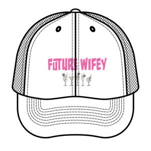 Trucker Hat - Hot Pink Future Wifey Bachelorette Cap, Bride Squad Gift, Women&#39;s Baseball Cap, Wedding Party Hat, Bride To Be Accessory,