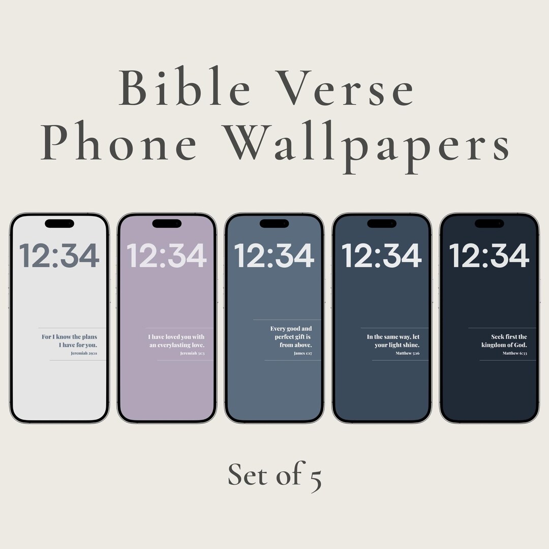 Christian Phone Wallpaper Set of 5, Bible Verse iPhone Backgrounds ...
