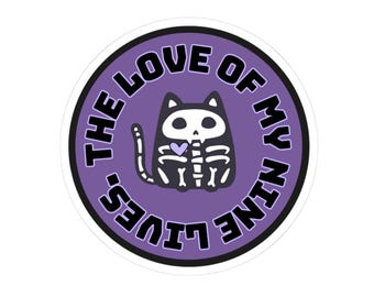 Skeleton Cat Sticker: Pastel Goth Halloween Vinyl Decal