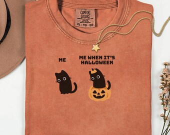 Black Cat Halloween Shirt | Funny Comfort Colors Tee