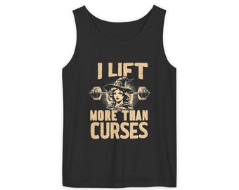 Witch Gym Tank Top: I Lift More Than Curses - Comfort Colors