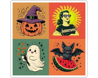 Summerween Sticker Sheet, Spooky Cute Halloween Vinyl Decals