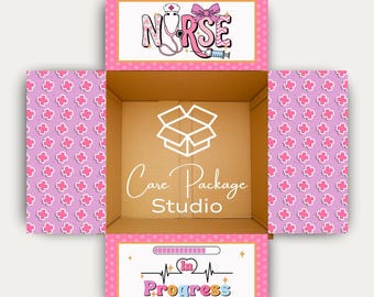 Nursing Student Care Package Sticker Kit, Nurse In Progress Gift Box Labels, Future Nurse Care Package Box Flap Stickers, College Student