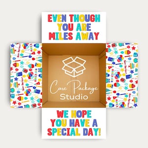 Birthday Care Package Box Labels, Long Distance Care Package Flap Stickers, Deployment Gift Box Decorations, College Care Package Sticker