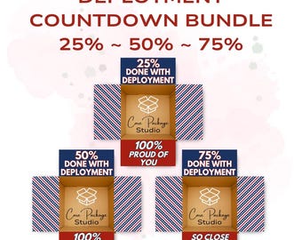Deployment Milestone Care Package Box Flaps Set, 25 50 75% Deployment Countdown Boxes, Military Mail Call Box Stickers Bundle