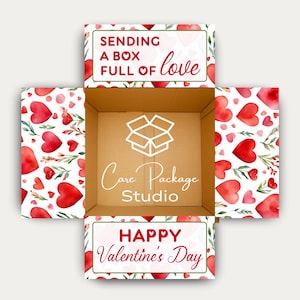 Valentine Care Package Stickers, Box Full of Love, Valentine's Day Gift Box Flaps, Long Distance, Military, Missionary, College Student