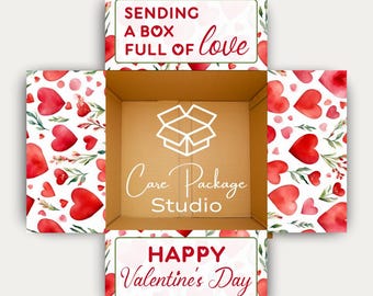 Valentine Care Package Stickers, Box Full of Love, Valentine's Day Gift Box Flaps, Long Distance, Military, Missionary, College Student