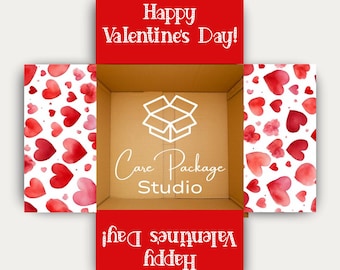 Valentines Day Care Package Stickers, Military Deployed Shipping Box Labels, College Student Gift Box Flaps, Long Distance Relationship