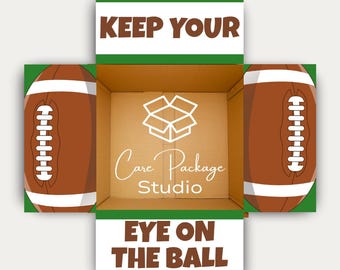 Football Care Package Sticker, Keep Your Eye on the Ball, College Student Treat Box Labels, Finals Week Box Flaps, Military Deployed Gifting