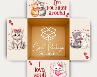 Valentines Day Care Package Labels, College Gift Box Flaps, Military Deployment Shipping Box Stickers, Long Distance Relationship Gifting