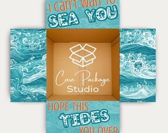 Care Package Box Flap Stickers, Can't Wait To Sea You Deployment Box Decorations, Navy Sailor Gift Box Labels, Beach Ocean Theme Sticker Kit