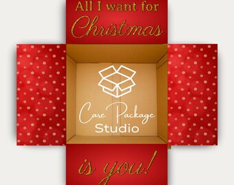 All I Want For Christmas Is You Care Package Stickers, Shipping Box Sticker Labels, Deployed Soldier Gift Box Decorations, Xmas Box Flaps