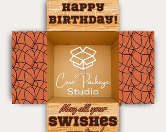 Basketball Swishes Birthday Sticker Kit, College Gift Box Labels, Deployment Shipping Decorations, Long Distance Boyfriend Package Box Flaps