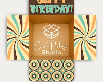 BIRTHDAY CARE PACKAGE Stickers, College Gift Box Labels, Military Deployment Shipping Decorations, Long Distance Boyfriend Gift Box Flaps