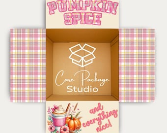 Pink Pumpkin Spice Care Package Box Flap Stickers, Pumpkin Spice Gift Box Labels, PSL Lover, Fall Care Package Sticker, Autumn College Box