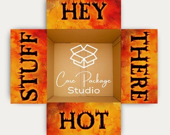 Spicy Care Package Box Flap Stickers, Hot Snack Gift Box Labels, Long Distance, Military Deployment Box Sticker Set, Hey There Hot Stuff