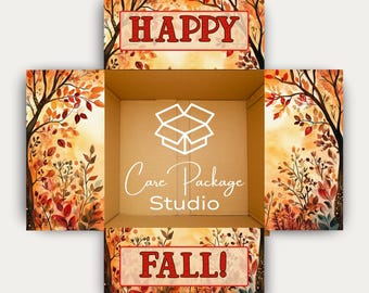 Happy Fall Care Package Sticker Kit, Autumn Gift Box Label, College Care Package Stickers, Military Care Package Flaps, Thinking of You Gift