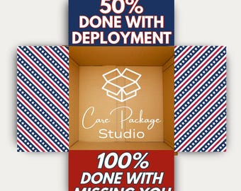 Deployment Care Package Box Flaps, 50% Done Deployment Box Stickers, Halfway There Gift Box Labels, Long Distance Deployed Military Shipping