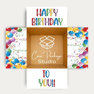 BIRTHDAY CARE PACKAGE Box Labels, Long Distance Birthday Gift Box Sticker Kit, Care Package Labels Deployment Box, College Student Gift Box