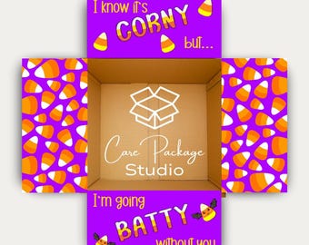 Candy Corn Halloween Care Package Flaps, College Care Package Labels, Deployment Box Sticker Kit, Long Distance Shipping Box Decorations