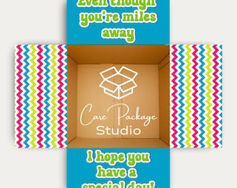 Long Distance Care Package Stickers, Birthday Gift Box Label, College Student Thinking of You Box Flaps, Military Deployed Shipping Decor