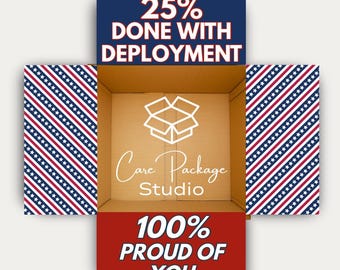 Deployment Care Package Stickers, 25% Done Deployment Box Decorations, Military Mail Call Box Flaps, Soldier Encouragement Gift Labels