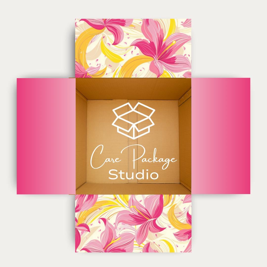 Pink Floral Care Package Stickers, College Student Dorm Treat Box Flaps ...