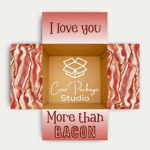 Bacon Themed Gift Box Flap Stickers, Deployment Care Package Decorations, Long Distance Boyfriend Gift Box Labels, College Care Package Boy