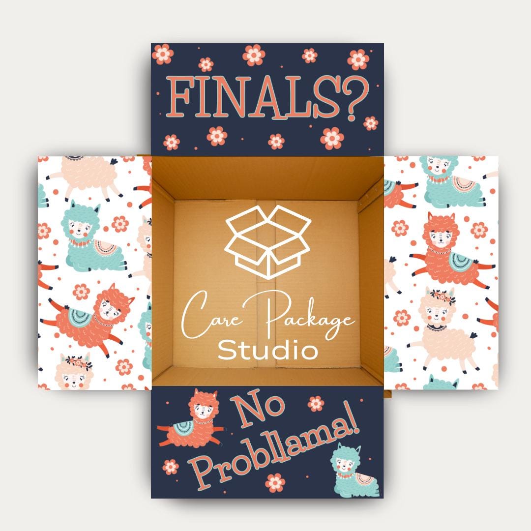 Finals Week Care Package Stickers for College Student, No Probllama Box ...