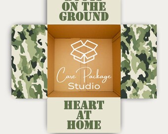 Army Deployment Care Package Box Flaps, Boots on the Ground Heart at Home, Military Mail Call Box Stickers, Soldier Gift Box Labels