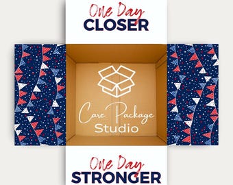 Patriotic Military Care Package Flap Stickers, Deployment Box Decor Labels, One Day Closer Decals for Deployed, Long Distance Gift Boxes