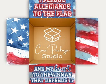 Air Force Care Package Box Flap Stickers, Military Deployment Box Sticker Set, Airman Gift Box Labels, Deployed Spouse Patriotic Box Decor