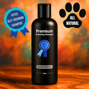 Blue Ribbon Grooming Shampoo 10oz | Natural Dog Wash for Pets | Gentle Cleanser for Sensitive Skin | Long-Lasting Fresh Scent, Essential Oil