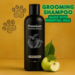 Fresh Apple Grooming Shampoo 10oz | Natural Pet Wash | Long-Lasting Clean Scent | Deep Cleansing & Deodorizing | Sensitive Skin Safe