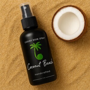 Coconut Beach Luxury Room Spray • Tropical Coconut Linen & Room Mist • Beach Vibes Air Freshener • Handcrafted Home Fragrance