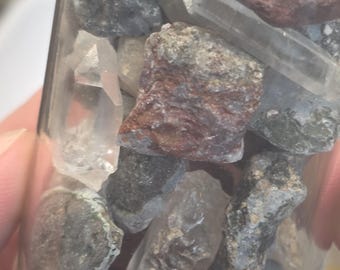 PNW Treasure Jar: Mt. Baker Red Jasper, Blue Agate and Natural Crystals, Hand-Mined Washington Mineral Collection, Crystal Gift