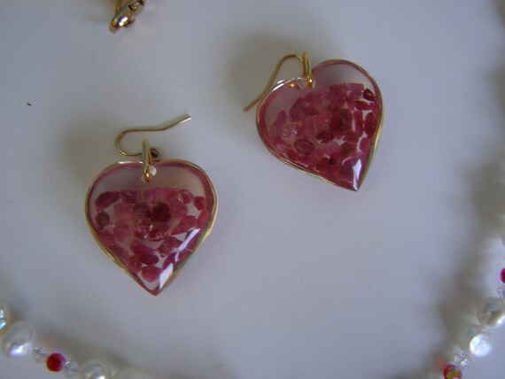 Glass Red Heart on a String of Freshwater Pearls … - image 4