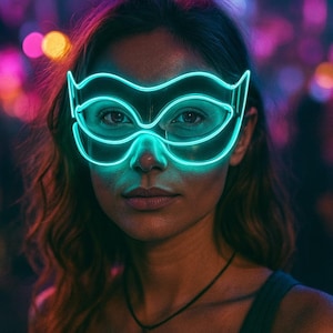 Festival LED Mask – Glowing Neon Light Up Costume for Raves, Parties, Halloween, Cosplay, Masquerade, EDM & Carnival Events