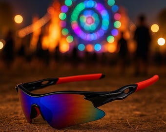 Festival Sport Sunglasses – UV400 Wraparound Glasses for Cycling, Running, Raves, Hiking – Lightweight Frame for Men & Women