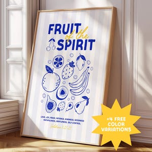 Fruit of the Spirit Wall Art, Printable Retro Scripture Print, Bible Verse Wall Art, Vintage Kitchen Print, Christian Home Decor