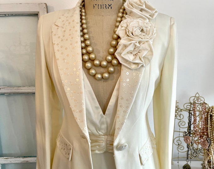 Stunning Ivory Vintage Blazer, Ivory Blazers, Vintage Blazers, Wedding Blazers, Mother of the ...
