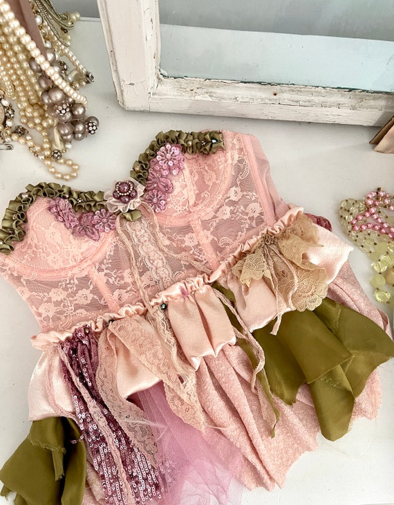 Pink Corset Pink Bustier Bustiers Altered Couture Bustier Goddess Lingerie Top Boudoir Photoshoot Corset Top Corset Bustier Pink Bra Etsy UK