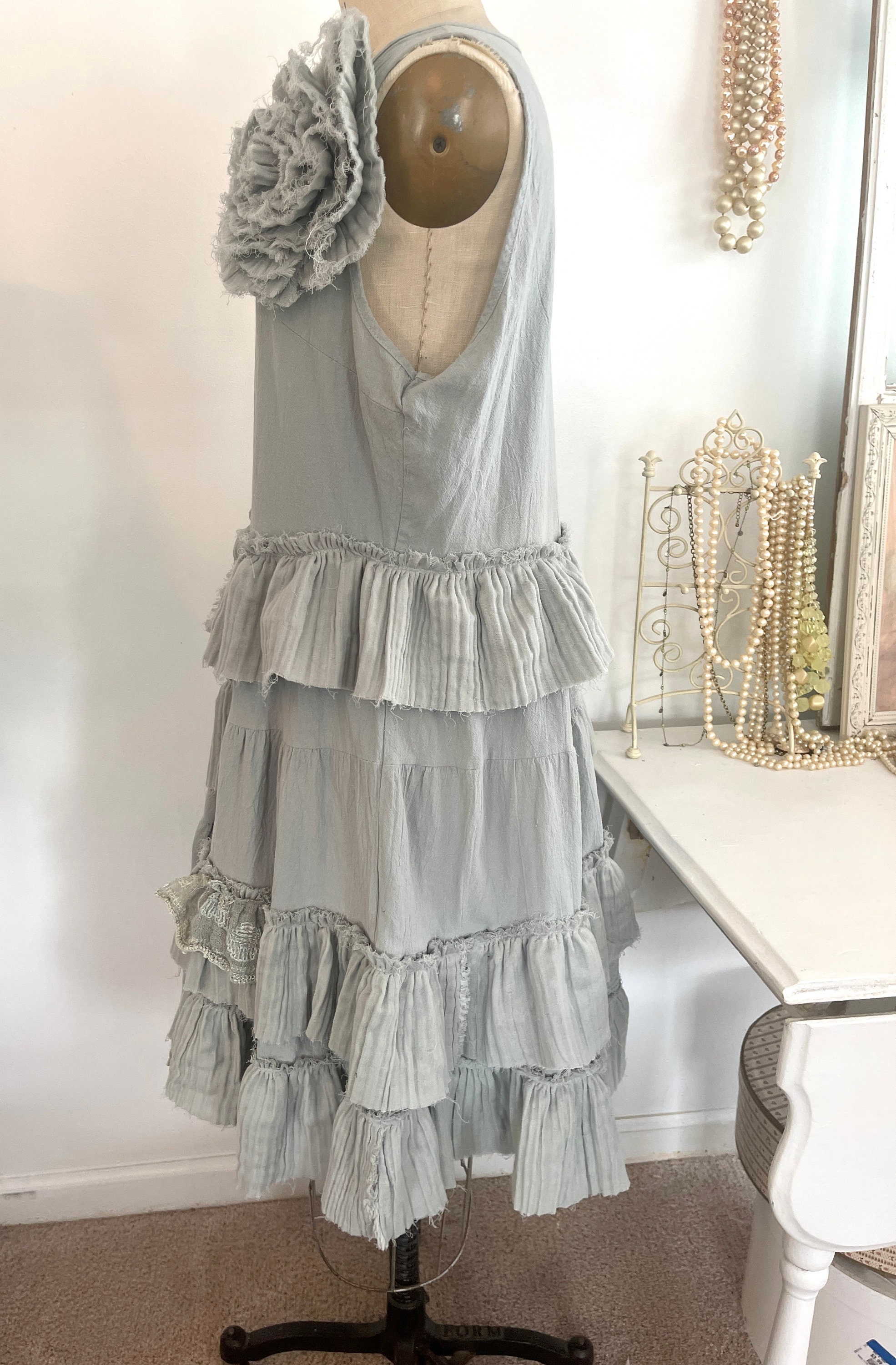 French Blue Dress Blue Dress Shabby Chic Dress Romantic Etsy